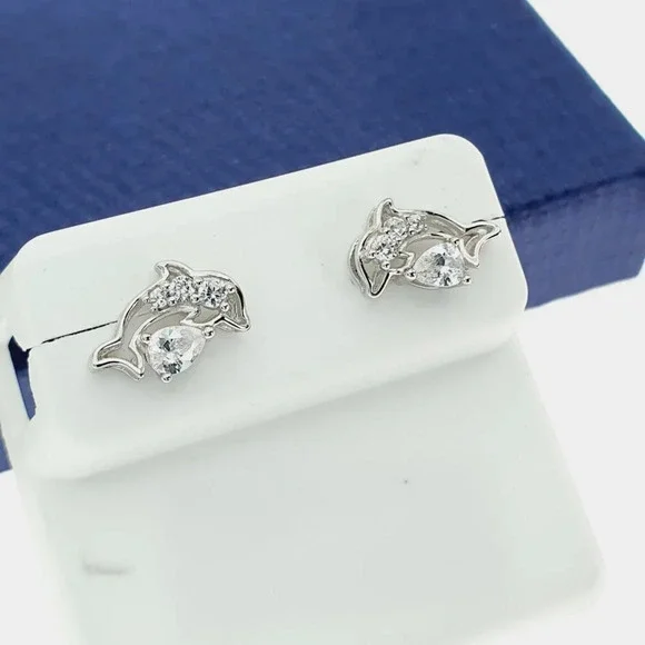 925 Sterling Silver CZ Stud Earrings for Women/Girl, US925P1257